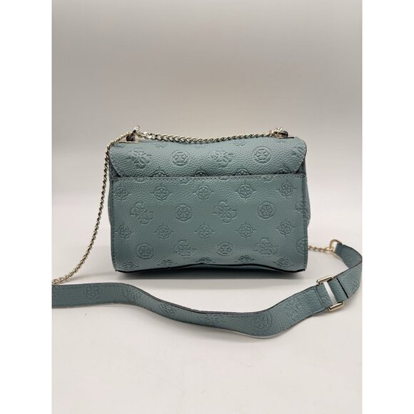 GUESS Cresidia logo embossed convertible small shoulder crossbody bag -Teal - Picture 12 of 14